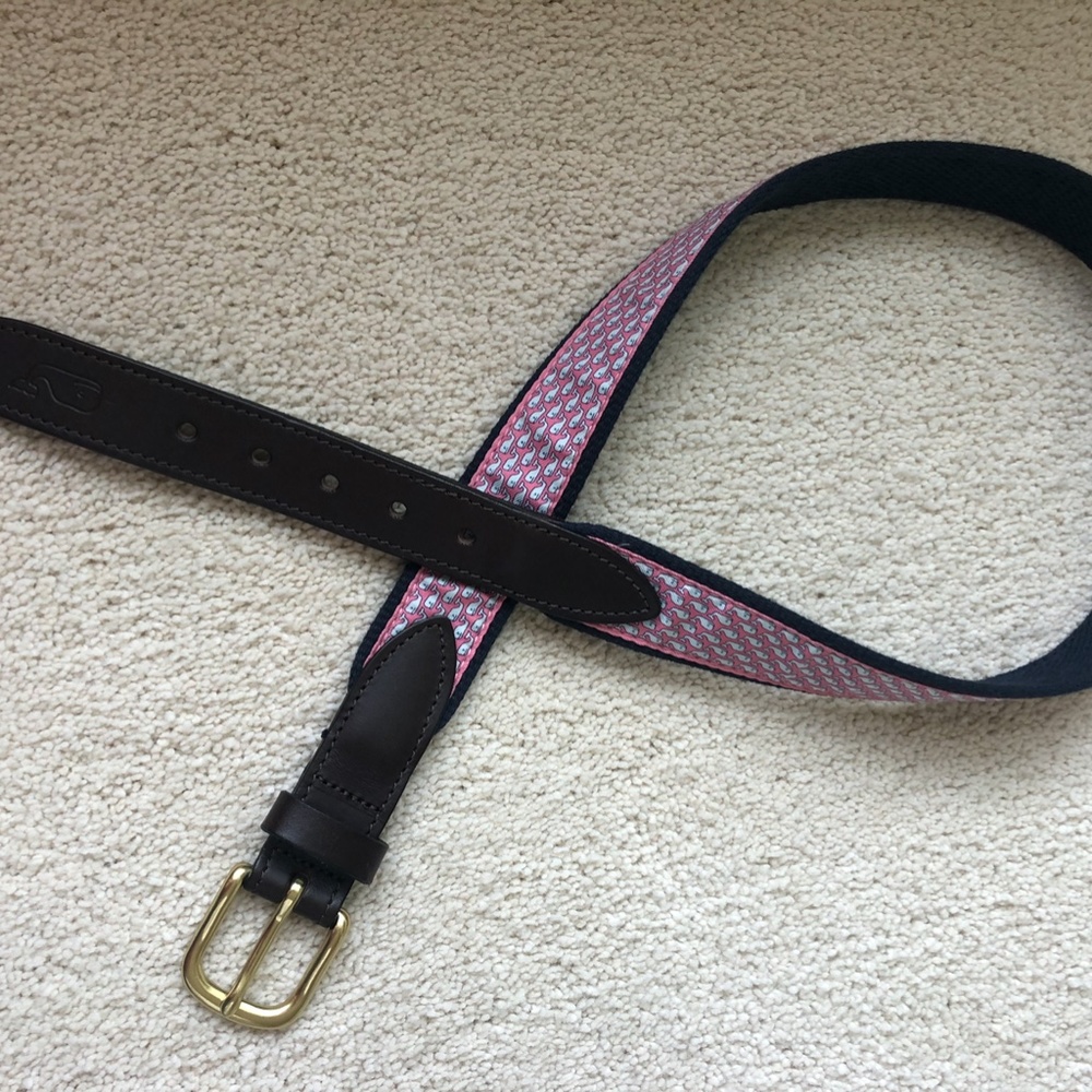 Vineyard Whale Canvas Club Belt- Raspberry - Picture 7 of 7